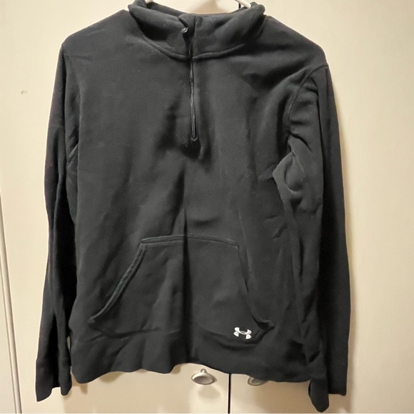 Under Armour Black and White Quarter Zip Up Fleece Sweater - Picture 5 of 9
